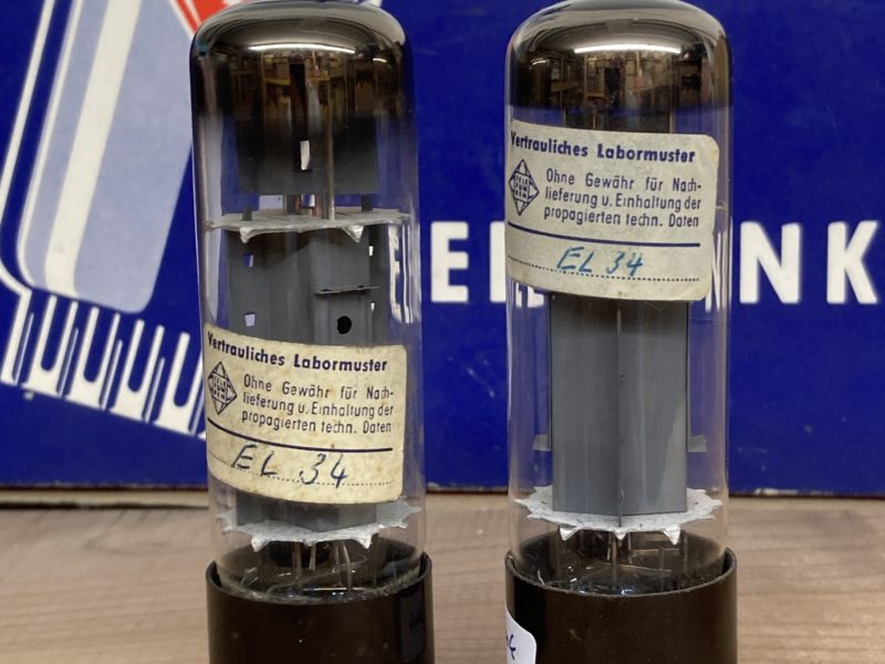 EL34 Telefunken, winged plates, double-O getter, “Lab sample”, x-rare! one pair (2)