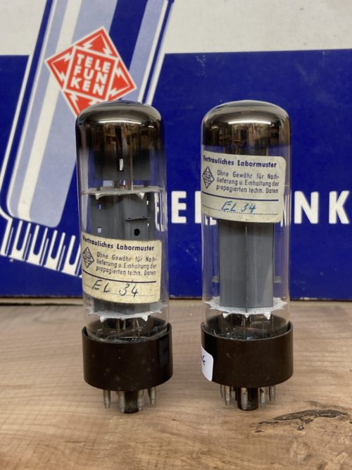EL34 Telefunken, winged plates, double-O getter, "Lab sample", x-rare! one pair (2)