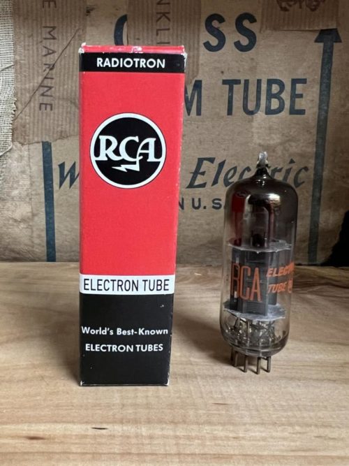 12BH7A RCA, NOS, black plate, big horse shoe getter