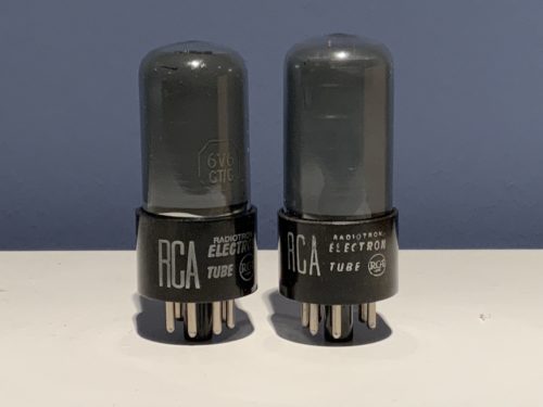 6V6GT RCA grey glass, silver print, matched pair