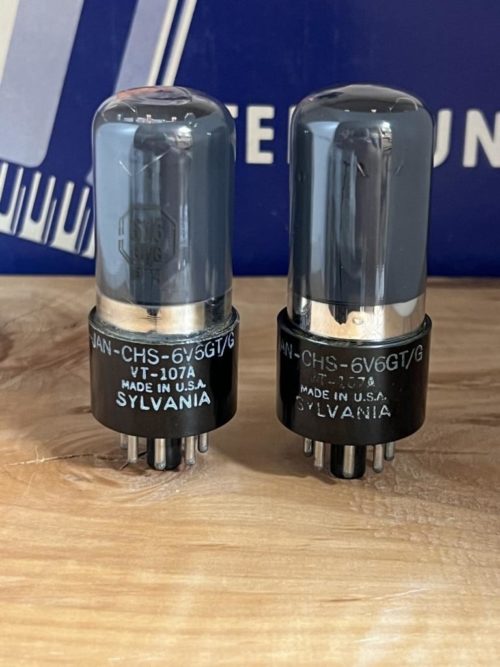 6V6GT Sylvania JAN CHS grey glass, black base, one pair