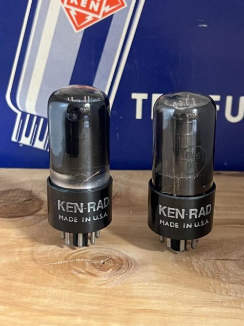 6V6GT Ken-Rad grey glass, black base, one pair