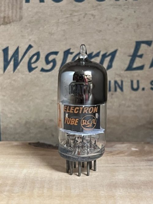 ECC81 12AT7  RCA black plates, square getter, 1950ies - Image 2