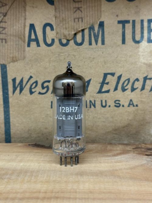 12BH7A RCA, long grey plate, O-getter
